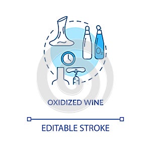 Oxidized wine concept icon. Alcohol drink flaws indication, winetasting idea thin line illustration. Heat damage, oxygen