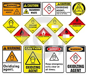 Oxidizer warning sign. Class 5 Dangerous Goods Plates