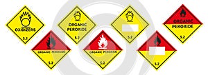 Oxidizer warning sign. Class 5 Dangerous Goods Plates