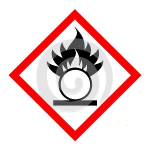 Oxidizing agent symbol is used to warn of hazard