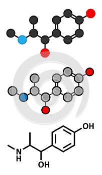 Oxilofrine (methylsynephrine, oxyephrine) stimulant drug molecule