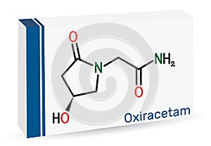 Oxiracetam molecule. It is is a nootropic drug of the racetam family, very mild stimulant. Skeletal chemical formula. Paper
