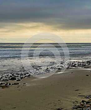 Oxnard surfers point Pacific Ocean beach coastline California