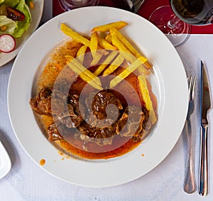 Oxtail in sauce - Rabo de toro. Spanish dish