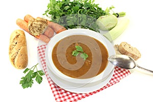 Oxtail soup with parsley