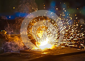 Oxy-Cutting in a steel fabrication workshop