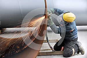 Oxy-fuel welding and cutting process. Oxy-fuel welding oxyacetylene, oxy, or gas welding in the U.S.. photo