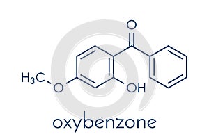 Oxybenzone sunscreen molecule. Skeletal formula.
