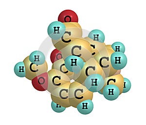 Oxycodone molecule isolated on white