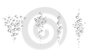 Oxygen air bubbles  flow  in water on white  background