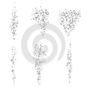 Oxygen air bubbles  flow  in water on white  background