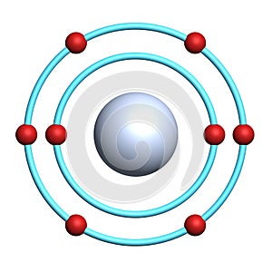 Oxygen atom on white background