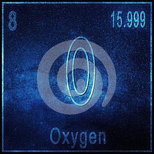 Oxygen chemical element, Sign with atomic number and atomic weight