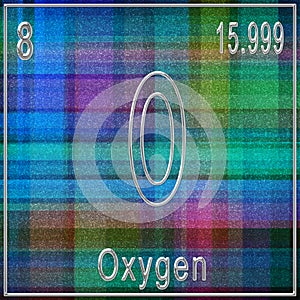 Oxygen chemical element, Sign with atomic number and atomic weight