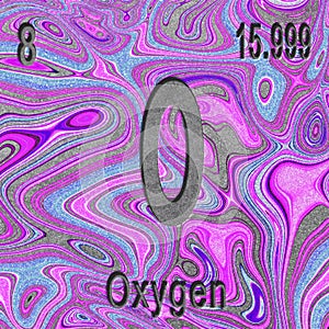 Oxygen chemical element  Sign with atomic number and atomic weight