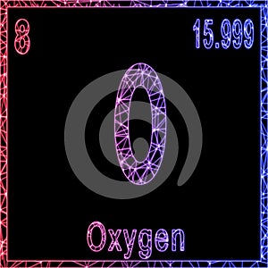 Oxygen chemical element, Sign with atomic number and atomic weight
