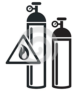 Oxygen Cylinder with Inflammable Icon photo