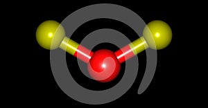 Oxygen difluoride molecular structure isolated on black