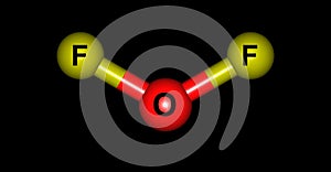 Oxygen difluoride molecular structure isolated on black