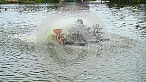 oxygen-enriching machine running in a fish pond