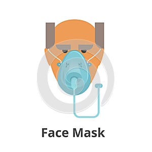 Oxygen face mask vector icon. Illustration of a man wearing hudson mask