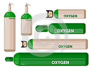 Oxygen gas tank set isolated on white background
