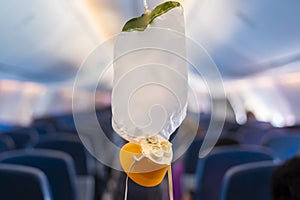 oxygen mask drop from the ceiling compartment on airplane