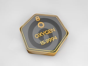 Oxygen - O - chemical element periodic table hexagonal shape