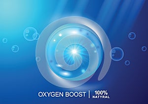 Oxygen O2 molecule models blue background vector illustration. oxygen cosmetics. Ecology and biochemistry concept. 3D Vector