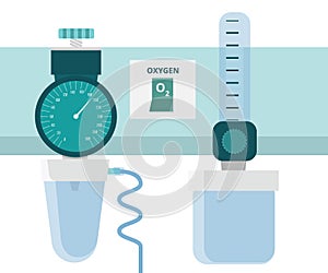 Oxygen supplementation tap vector illustration. Hospital oxygen supply device