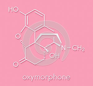 Oxymorphone opioid analgesic drug molecule. Skeletal formula.