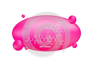 Oxytocin chemical formula, hormone of love. Vector stock illustration.