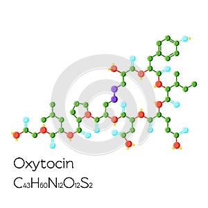 Oxytocin hormone structural chemical formula on white background.