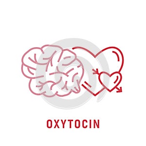 Oxytocin icon in outline style. Happy hormone sign. photo