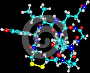 Oxytocin molecule isolated on black