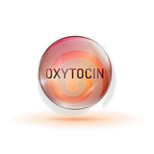 Oxytocin sign in realistic glossy style. Happy hormone sign. photo
