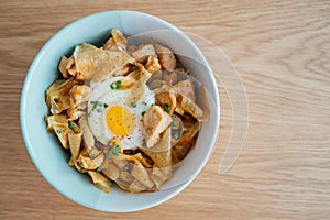 Oyakodon, Japanese rice bowl topped with chicken and eggs