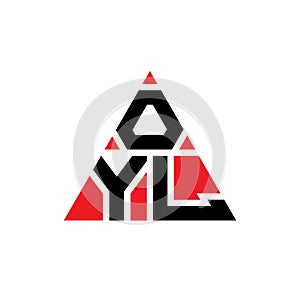 OYL triangle letter logo design with triangle shape. OYL triangle logo design monogram. OYL triangle vector logo template with red photo