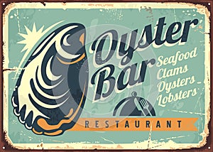 Oyster bar creative retro sign design photo