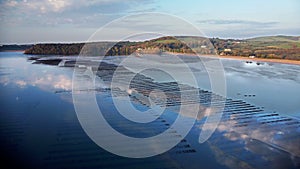 Oyster beds in morning sunshine Waterford Ireland