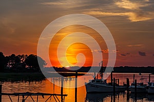 Oyster Boat on Creek at Sunsest