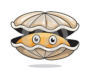 Oyster Cartoon Cute Clam Illustration Shellfish photo