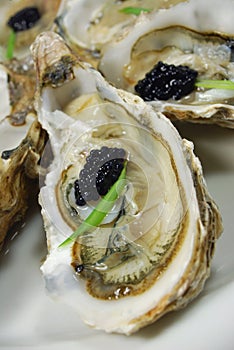 Oyster with caviar