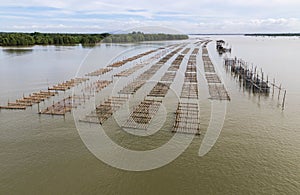Oyster farm at chantaburi river Thailand.