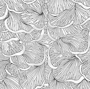 Oyster mushroom pattern in black and white