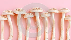 Oyster mushroom pleurotus ostreatus showcased on a delicate soft pastel colored background