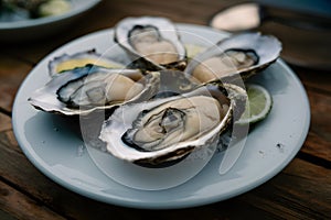 Oyster on the plate, a seafood delicacy captured beautifully