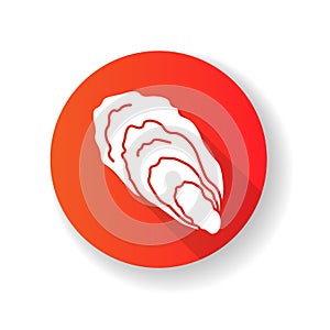 Oyster red flat design long shadow glyph icon