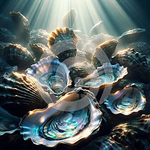 Oysters opening and closing their shells