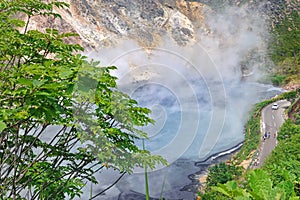 Oyunuma Pound, sulfurous pond from thethe eruption of Mt. Hiyori crater, Noboribetsu, Hokkaido, Japan